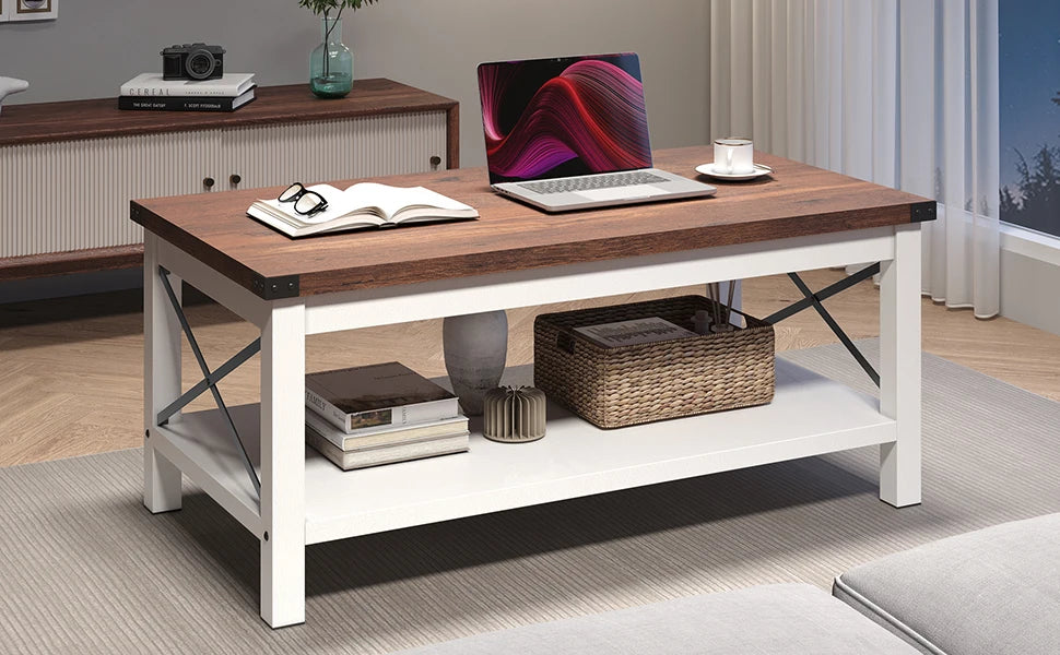 Coffee Tables 2-Tier Rustic Center Table