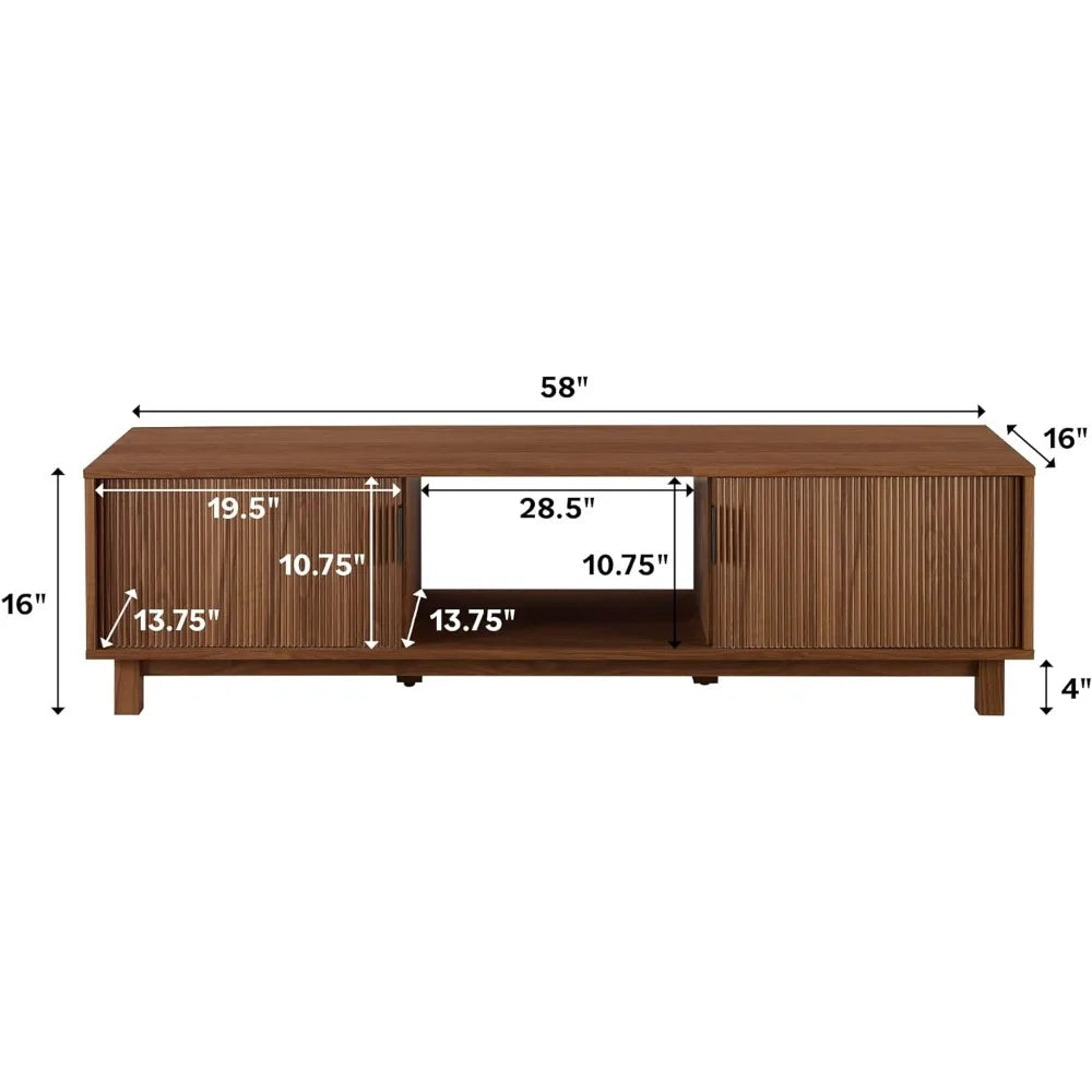 Modern Fluted-Door Low Stand for TVs