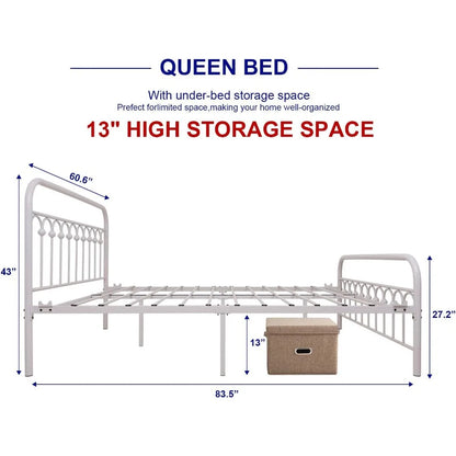 Bed Frame Queen Size with Vintage Headboard