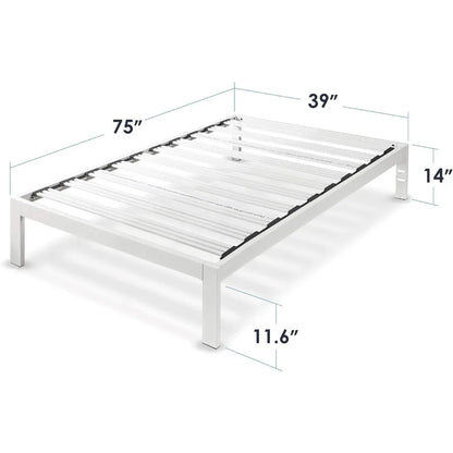 14" Platform Bed Heavy Duty Steel White