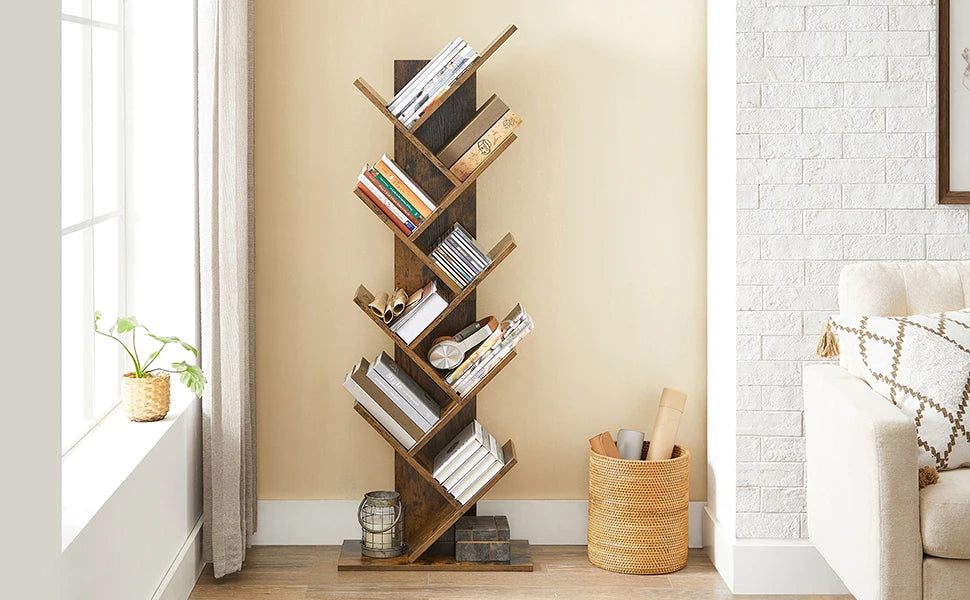 9-Tier Floor Standing Tree Bookshelf