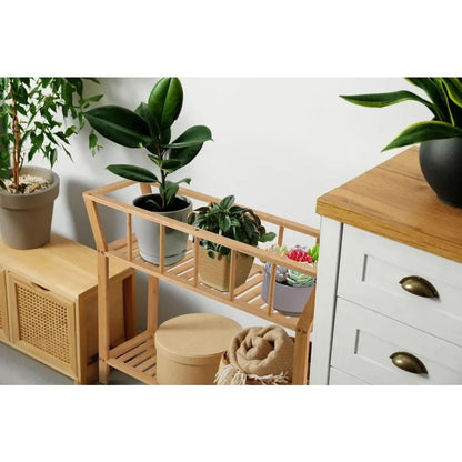 Bamboo Shelf Plant Pot Organizer