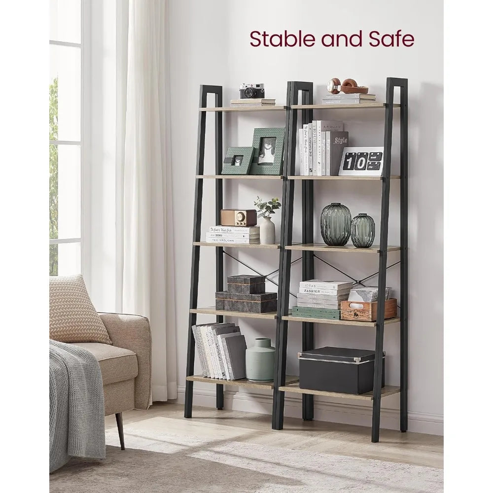 5-Tier Bookshelf Industrial Style