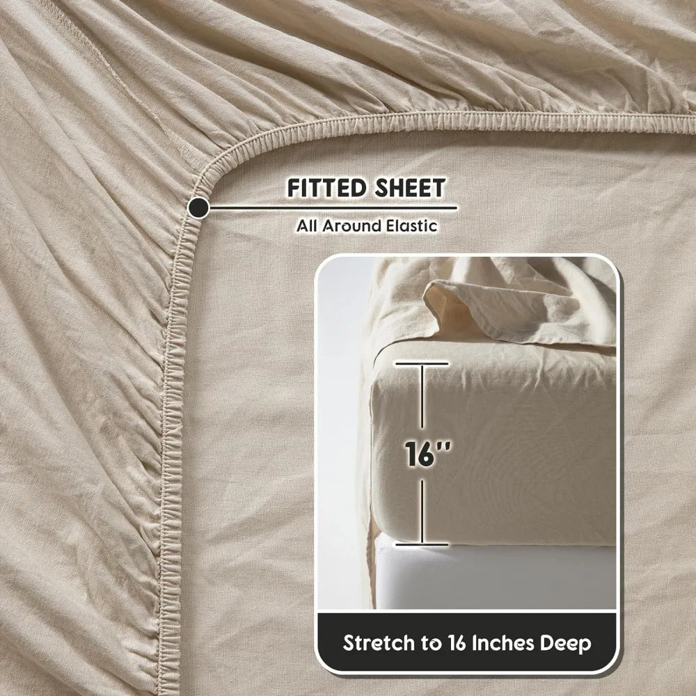 100% Pure Linen Sheets 4 Piece