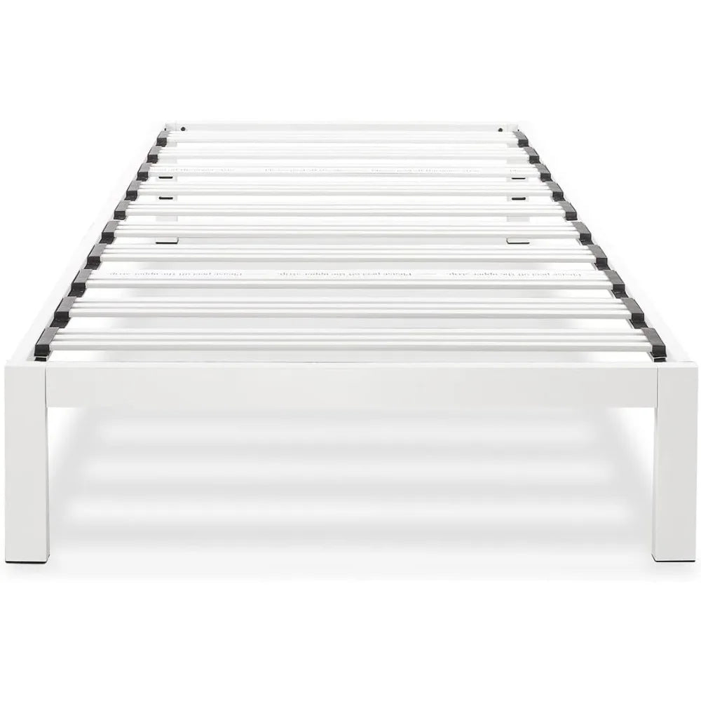 14" Platform Bed Heavy Duty Steel White